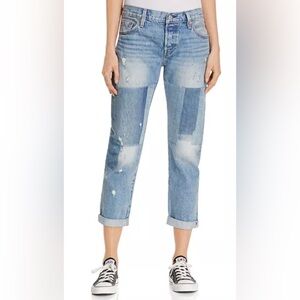 LEVI'S 501 CT Boyfriend Cut Selvedge Stacked Patch Faded Medium Wash Size
